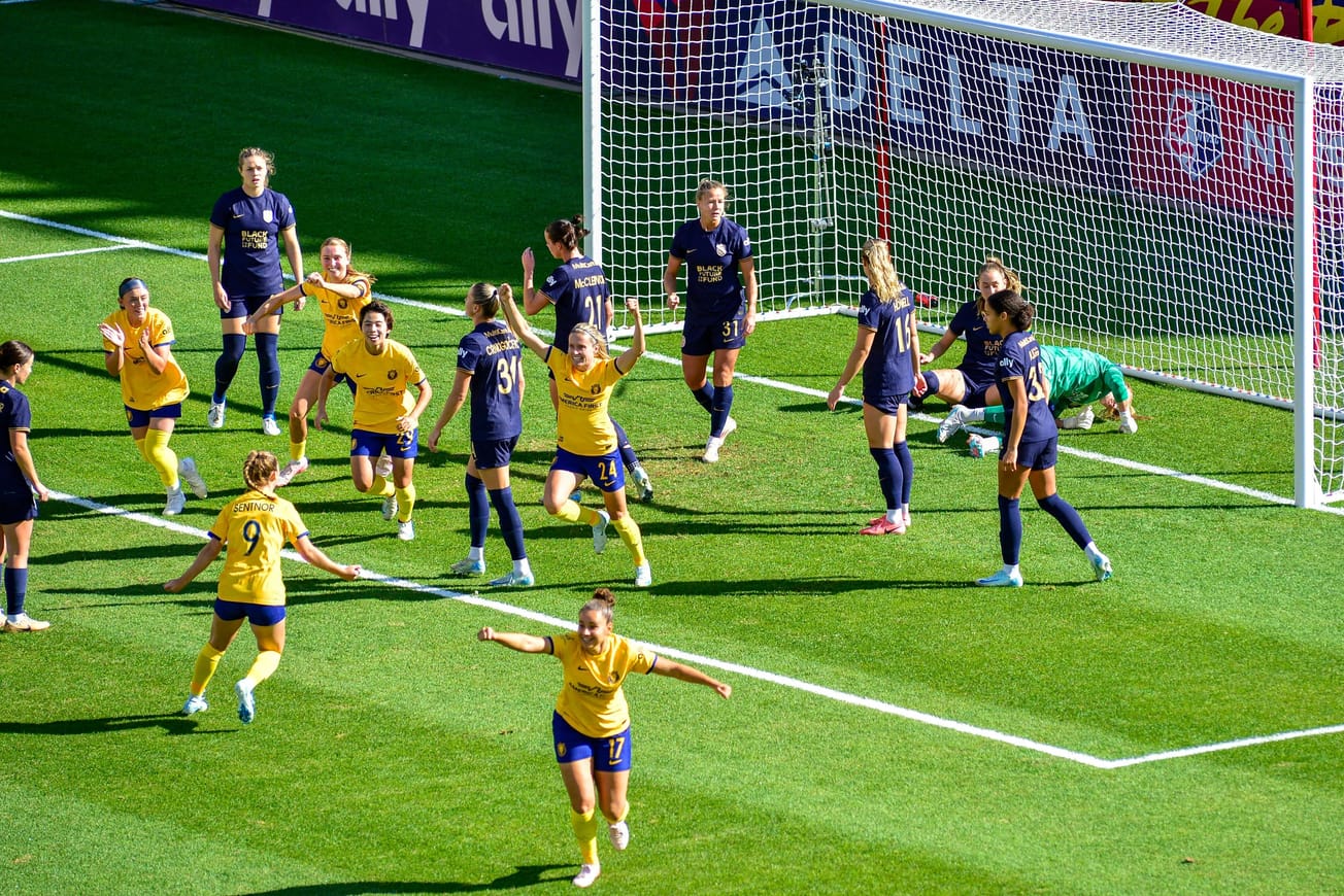 The Seattle Reign defense looks on helplessly as Utah Royals score in an October 2024 match in Sandy, Utah.