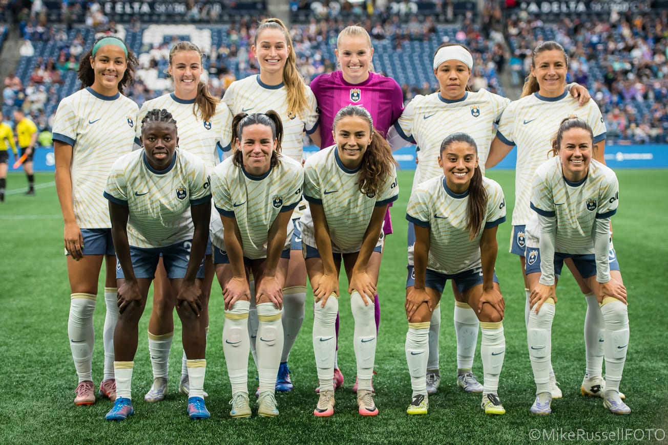 Starting lineup photo for Seattle Reign in their September 2025 game against Racing Louisville.